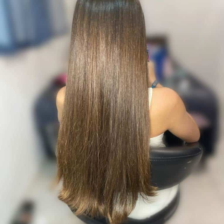 Corte bordado resultado em cabelo liso